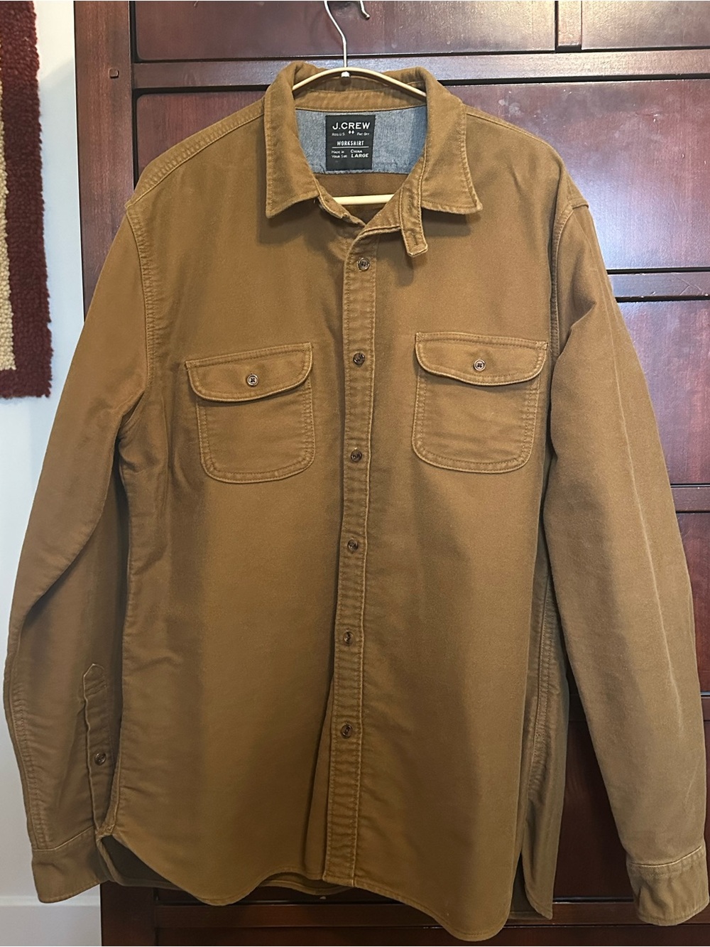 J. Crew Vintage Chamois Flannel Workshirt Brown Tan Mens Size Large